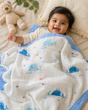 Dolphins - Muslin Baby Blanket